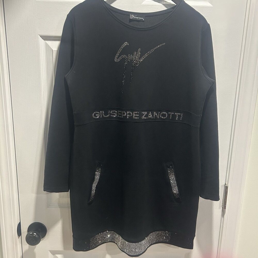 Giuseppe Zanotti Tunic Spellout Sweatshirt Dress Rhinestone Size m